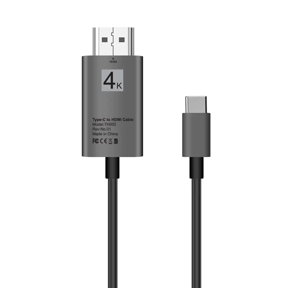 

5pcs Portable Type C To Conversion Cable Grey 2M 4K 30HZ Zinc Alloy Converter For Samsung S8 For MacBook For HTC ULTRA