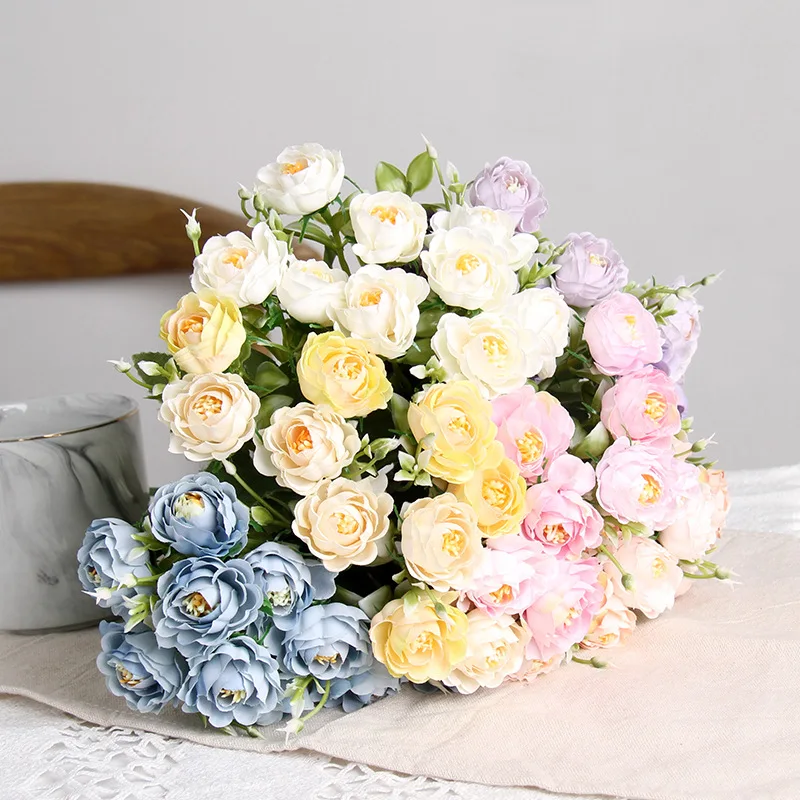 

Artificial Flowers 10 Heads Louts Silk Flower Bouquet for Wedding Home Party Decoration Roses Fake Flower