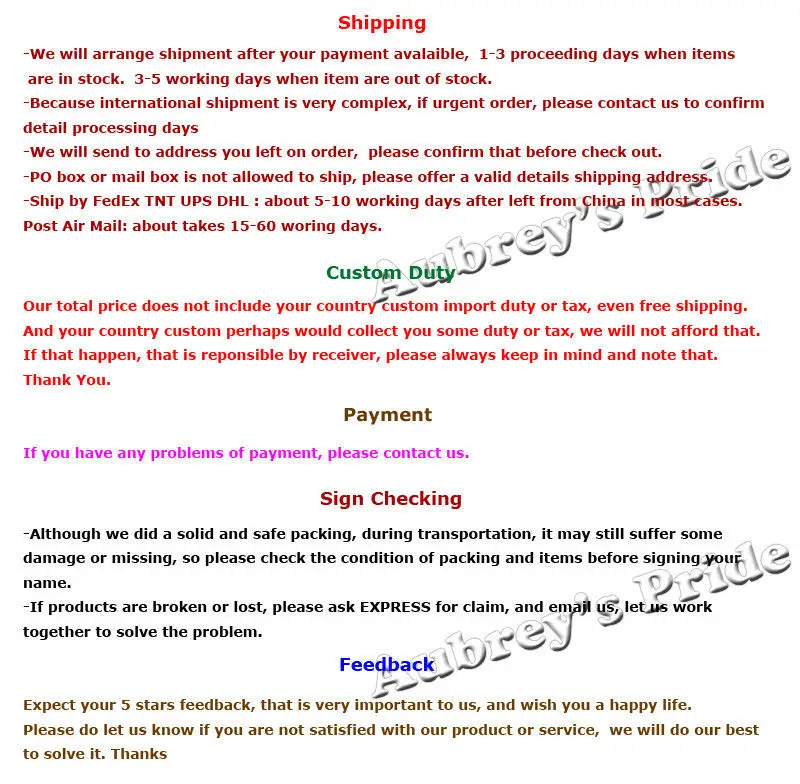 Shipping policy 20150609