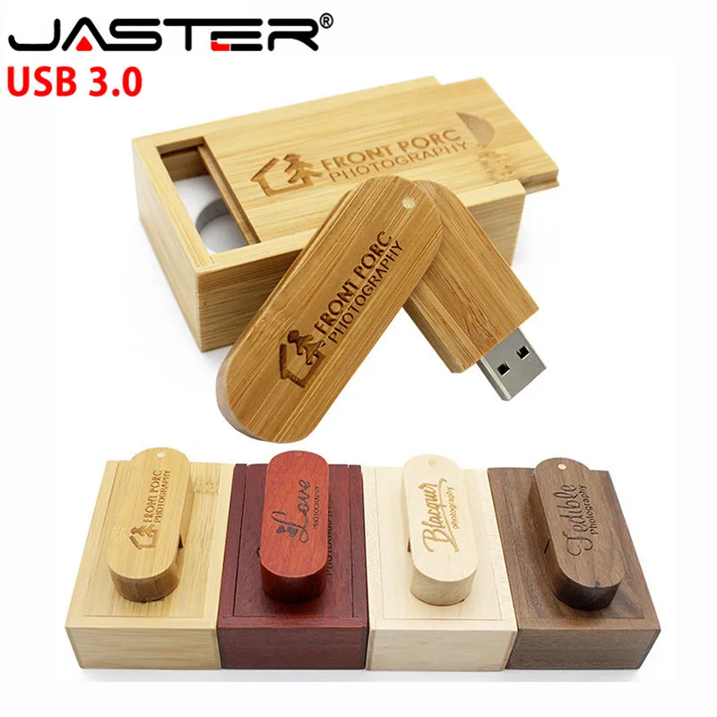 

JASTER USB 3.0 (over 10 PCS free LOGO) Wooden USB Flash Drive pendrive 8GB 16GB 32GB 64GB usb + box memory Stick photography