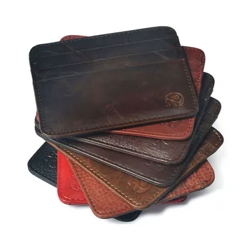 

First layer cow Skin Brand Slim Credit Card Holder Mini Wallet mens Leather ID Case Purse Bag Pouch New cover for a passport