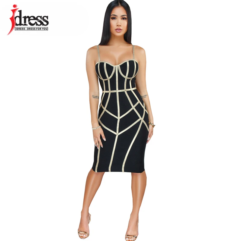 IDress 2019 New Summer Sexy Striped Dress Club Wear Party Knee Length Dress Green Black Red Striped Strapless Bodycon Dress (1)