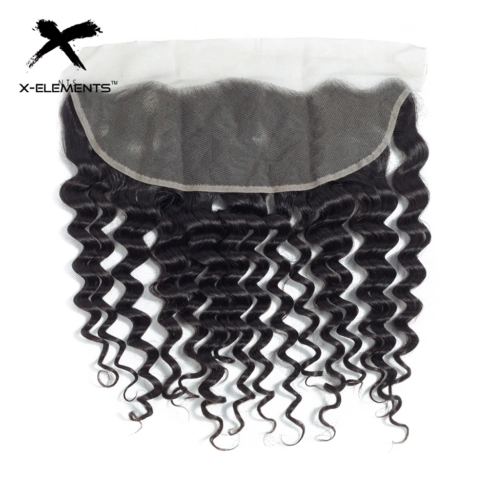 X-Elements Malaysian Deep Wave Hair with Frontal Non Remy Hair Weave with Lace Frontal 100% Human Hair Bundles with 13x4 Frontal (6)