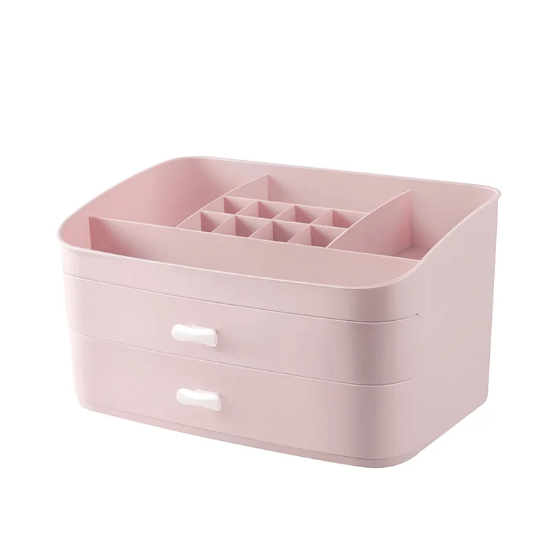 MeyJig большая емкость органайзер для макияжа кисть Губная Помада Держатель для ванной Органайзер косметический ящик для хранения витрина для макияжа чехол стол - Цвет: Розовый