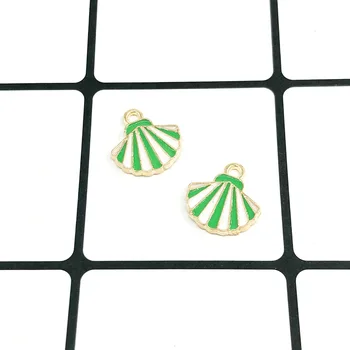 

50pcs Charm enamel stripes colored shell pendants 13*13mm Handmade children day Jewelry Making earrings bracelet necklace DIY