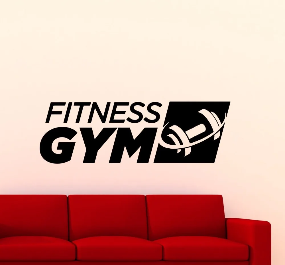 Fitness Gym Wall Decal Motivational Quote Dumbbell Fitness Club Vinyl Sticker Wall Mural Living