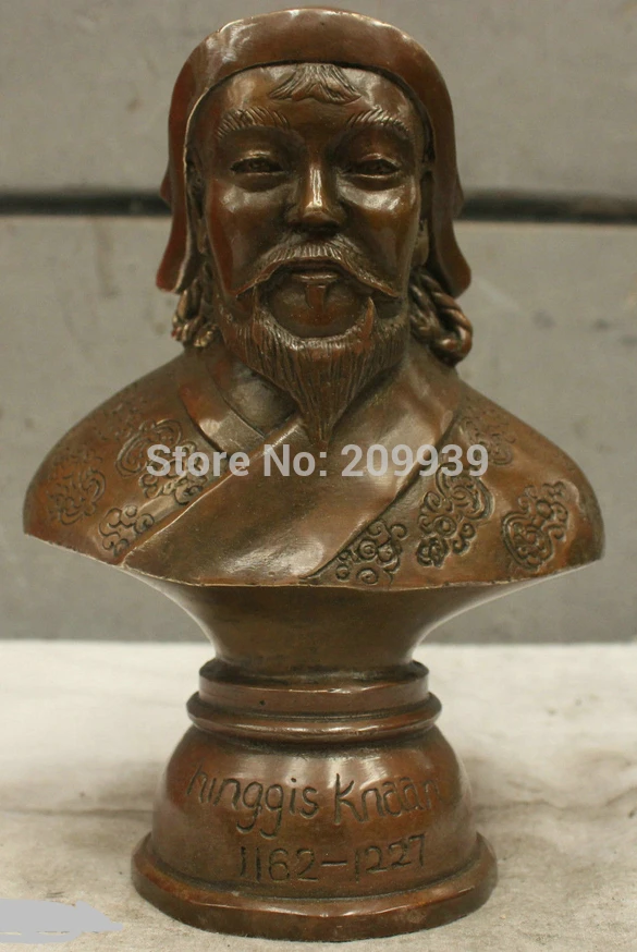 

huij 005710 Chinese China Folk Culture Handmade Brass Bronze Statue Genghis Khan Sculpture (A0321)