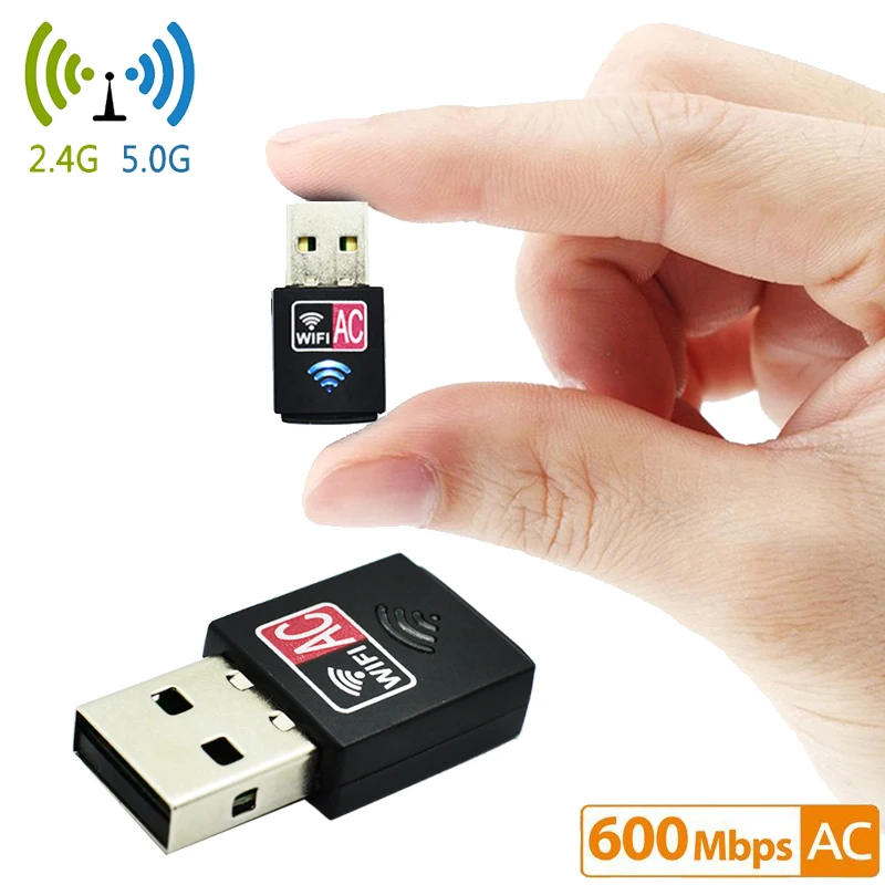 600Mbps USB WiFi Adapter 2.4GHz 5GHz WiFi Antenna PC Mini