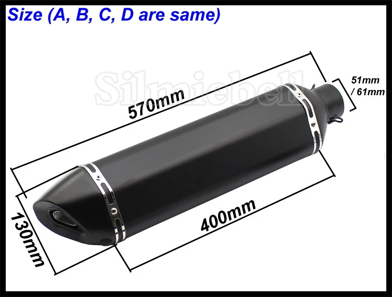570 мм Длина 51 мм 61 мм на входе Универсальный Escape Akrapovic мотоциклетные выхлопные гонки модифицированный глушитель скутер труба Левая Правая сторона