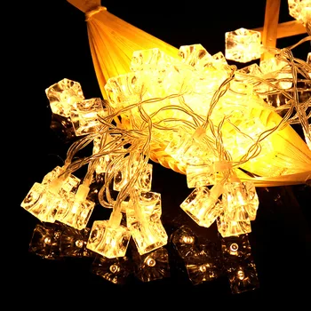 

40LED head square concave ice cubes modeling battery box lights string Christmas festive party decorations lighting
