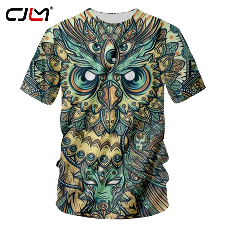 CJLM Fashion Short Sleeve Owl Printed Men Tshirt Cool Funny Men's Tee Shirts Tops Summer T-shirt Quick Dry Casual T Shirt Unisex | Мужская