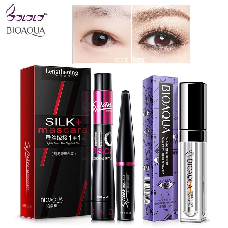 BIOAQUA 2 in 1 Mascara 3D + eyelash growth serum Fiber Makeup eyelashes