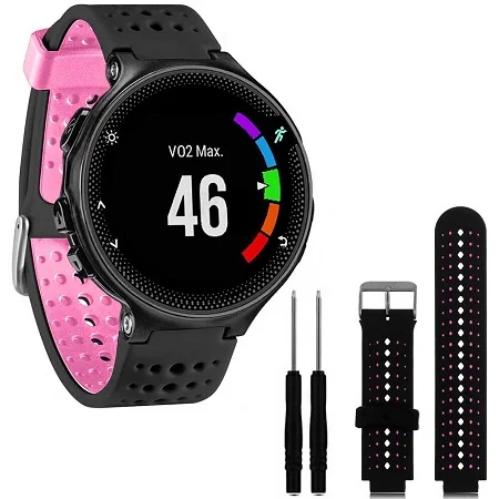 Мягкий силиконовый сменный ремешок для часов Garmin Forerunner 220 230 235 620 630 gps спортивные часы - Цвет: black pink