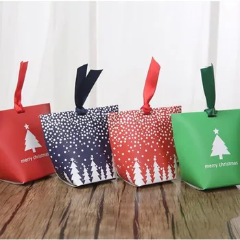 

Free shipping colorful Merry Christmas paper gift favor boxes with ribbon , 100 pcs /lot , SS110