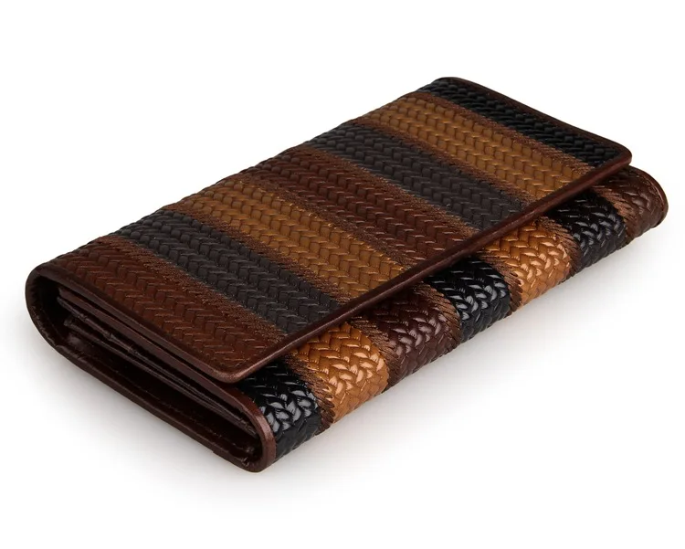 

J.M.D Three Design Patchwork Genuine Leather Clutch Bag Women Wallet Vintage Card Case 8092