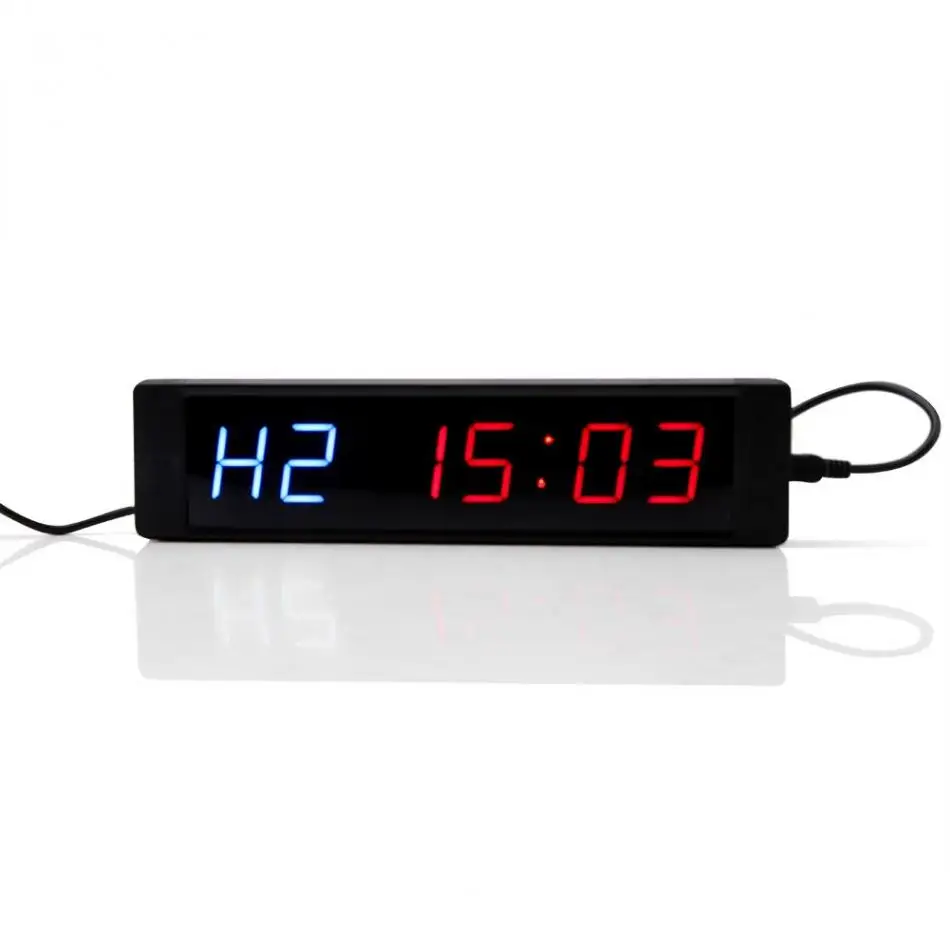 

LED Display Programmable Interval Timer Wall Clock with Remote for Gym Fitness Training US Plug