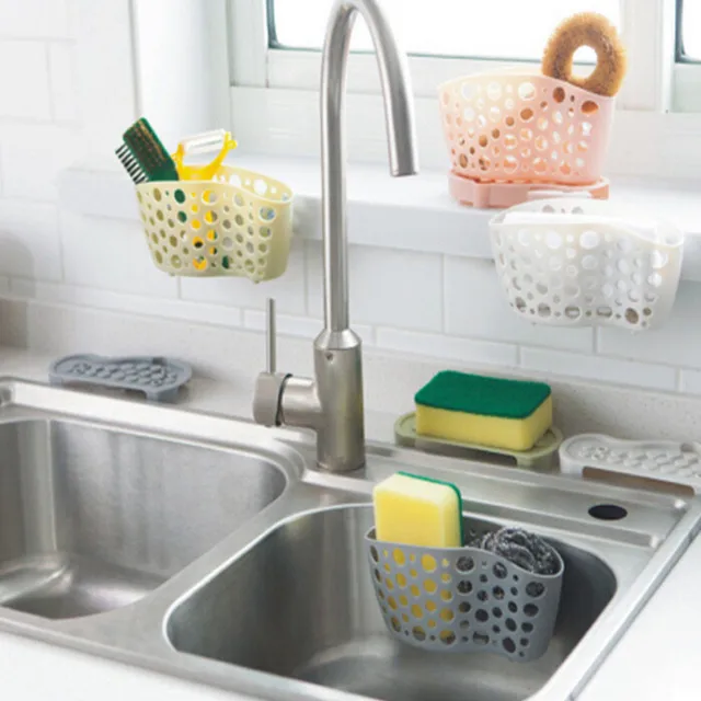 Kitchen Sink Shelf Soap Sponge Storage Holder Suction Cup Drain Kitchen Sink Shelf Soap Sponge Storage Holder Suction Cup Drain Basket Box Bath Tools