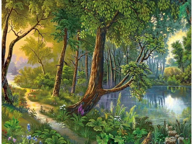 Land of idyllic beauty DIY Painting By Numbers 24 Color Pigment Brush