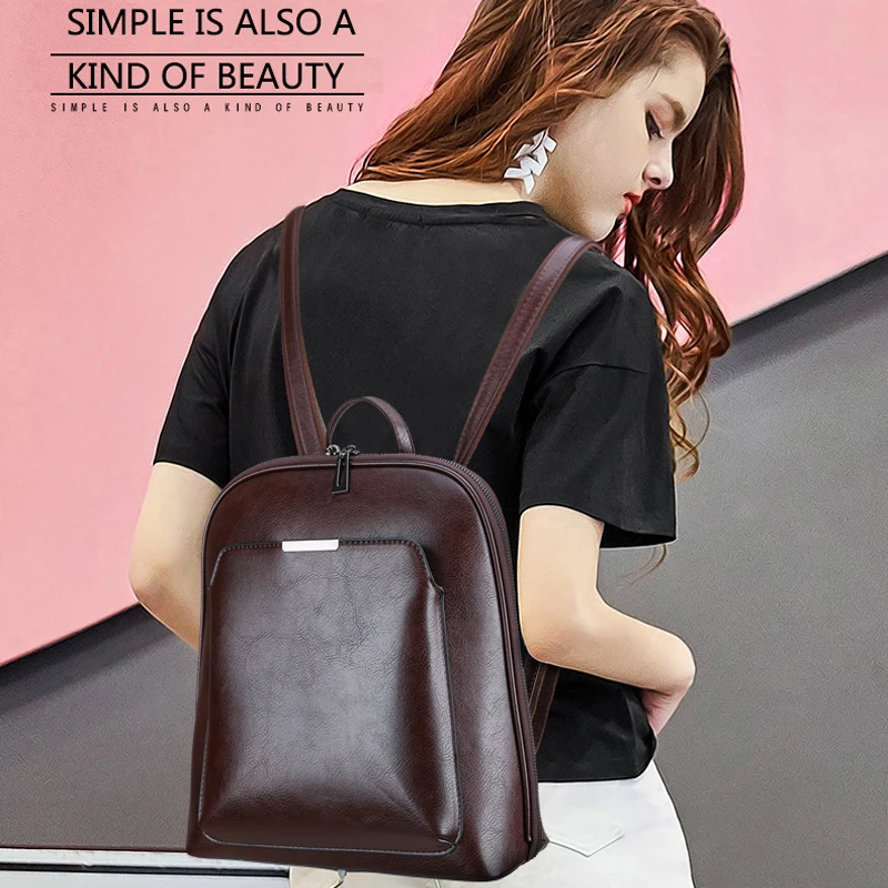 Vintage Backpack Female Brand Leather Women's backpack Large Capacity School Bag for Girls Leisure Shoulder Bags for Women