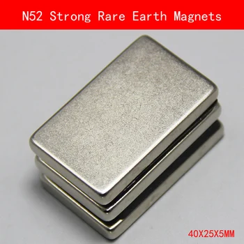 

2PCS 40X25X5mm N52 Super Powerful Strong Rare Earth Magnet permanent N52 plating Nickel Magnets 40mm*25mm*5mm