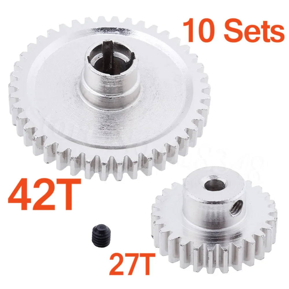 10 комплектов Металл diff основная Шестерня 42T Spur Reduction 27T Мотор шестерня для WLtoys A959 B
