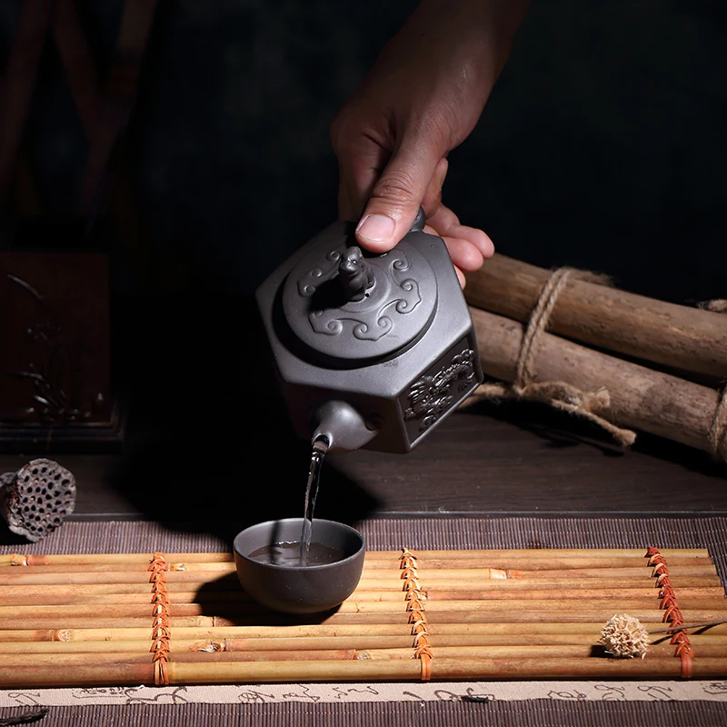 380 мл чайный набор кунг-фу Исин чайник ручной работы шестиугольный чайный горшочек, чашка 380 мл Zisha керамические китайские чайные церемониальный подарок