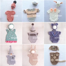 Dvotinst/реквизит для фотосессии новорожденных; вязаная крючком одежда; шапка; комплект одежды; Fotografia; хлопковый Трикотажный костюм; студийный реквизит для фотосессии