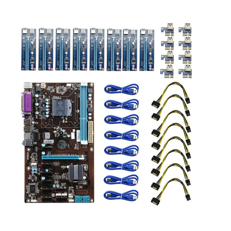 USB 3.0 Input 8 GPU Mining Motherboard With 8Pcs PCI E ...