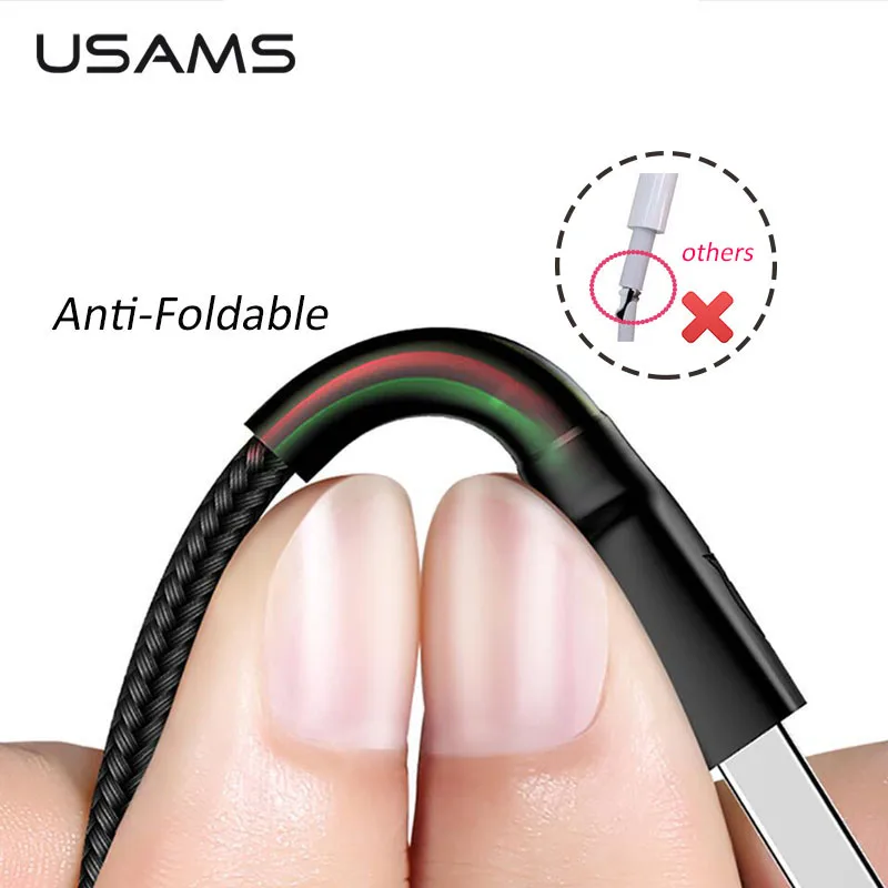 

USAMS USB Cable for iPhone Xs Max 7 Plus 2A Fast Charging Lighting Cable for iPhone 6 USB Data Cable Phone Charger Cable