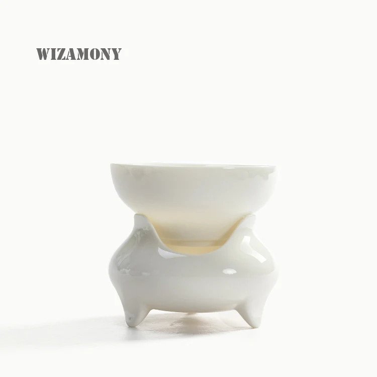 

WIZAMONY Chinese Ceramic Whiteware tea set Filter Ceramic Tea set Leaf Strainers Kungfu Tea Accessories Two-pieces Set