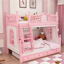 Две односпальные кровати для девочек детская розовая двухъярусная кровать детские кровати с хранения
