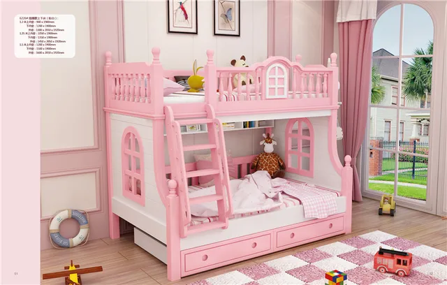 Dos Camas Para Niñas Niño Rosa Niños Litera Camas Con Almacenamiento