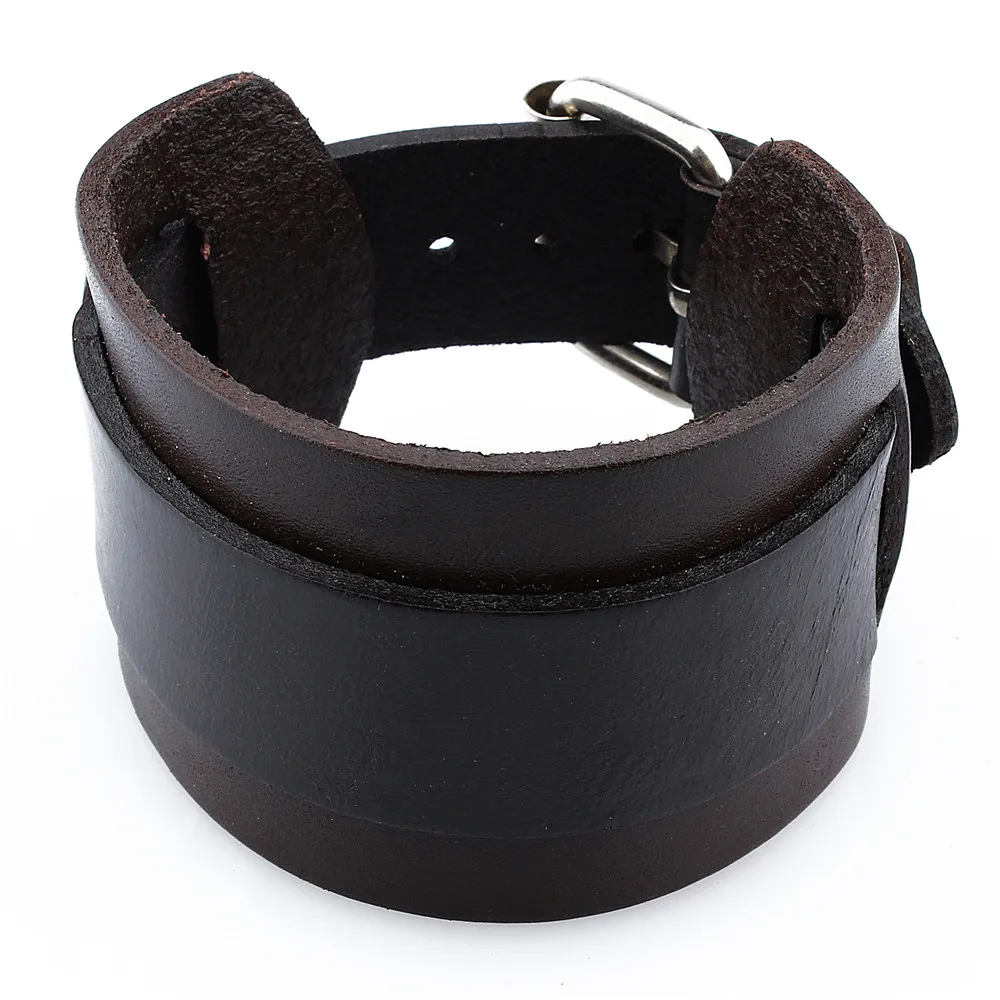 

HAWSON Boys Punk Leather Bracelet Fashion Black&Coffee Adjustable Buckle Bracelets 26.5 CM