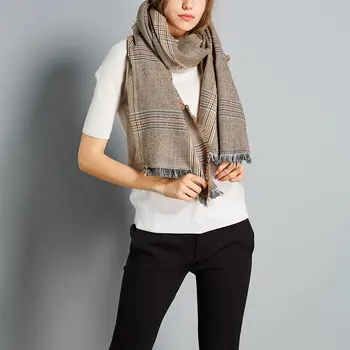 

2019 70x200cm Lattice Scarfs Winter Fall Large Long Shawl Neck Wrap Tassel Cape Scarf For Women