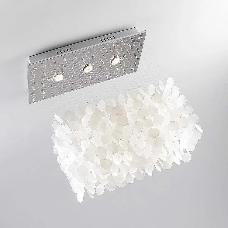 

Natural sea salt shell LED pendant lights white living room warm bar counter bedroom simple hotel 3 heads pendant lamps ZA