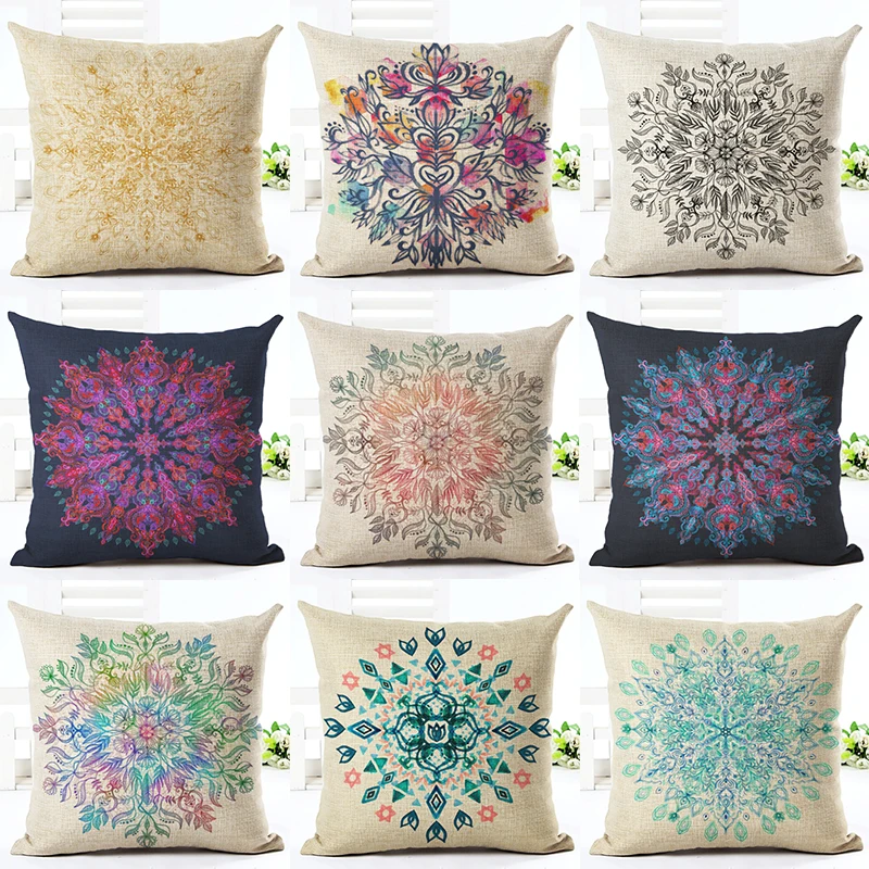 

2016 European Style Circles Pattern Printed Linen Square Chair Decor Home Decor Throw Pillow Cotton Linen Cojines