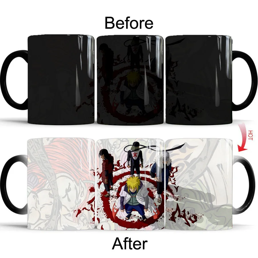 

1pcs NARUTO 4 Leader Pattern Ceramic Coffee Cup 350ml Creative Anime Color Changing Mugs Milk Tea Cup For Xmas Gift