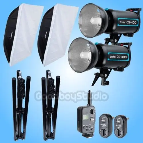 

Godox 2X QS-400 800W Studio Flash Strobe + 185cm Light Stand + 80 x 120cm Softbox Bowens Mount + FT-16 Flash Trigger Kit