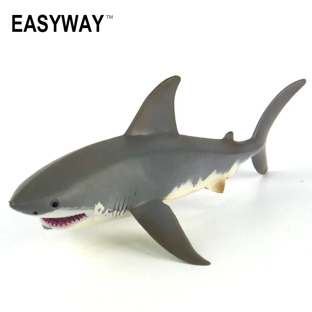 

EASYWAY Sea Life Gray Shark Great White Shark Simulation Animal Model Action Figures Toys Educational Collection Gift for Kids