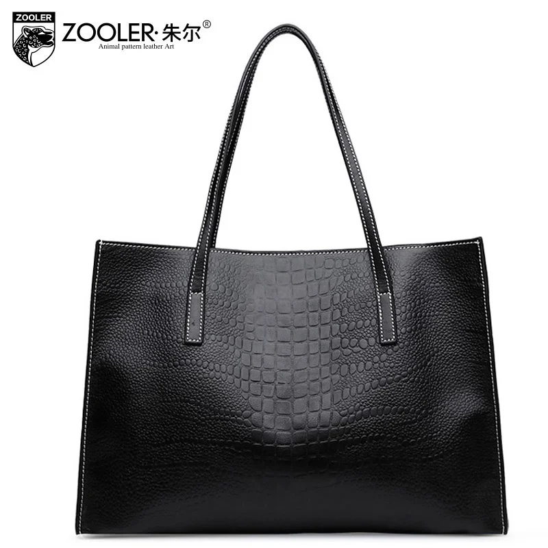ZOOLER, высокое качество, мягкая коровья кожа, женские сумки, Большая вместительная сумка на плечо, черная сумка для женщин, сумка-тоут#2109 - Цвет: Черный