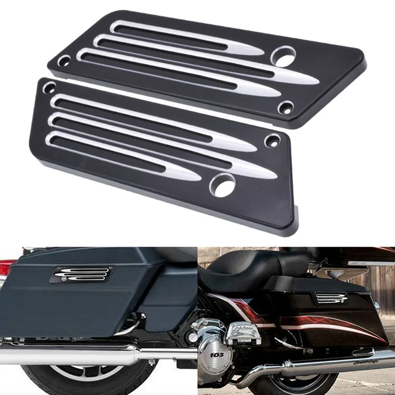 1 Pair Motorcycle Black Deep Edge Cut CNC Billet Hard Saddlebag Latch