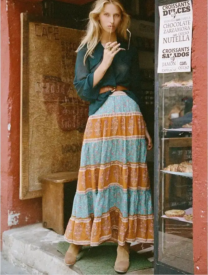 boho long skirt style