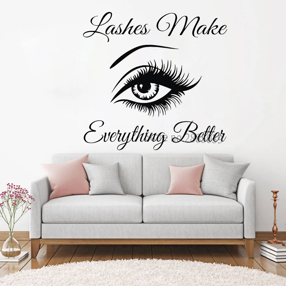 Lashes Make Wall Sticker Eyebrows Eyelashes Wall Mural Vinyl Interior