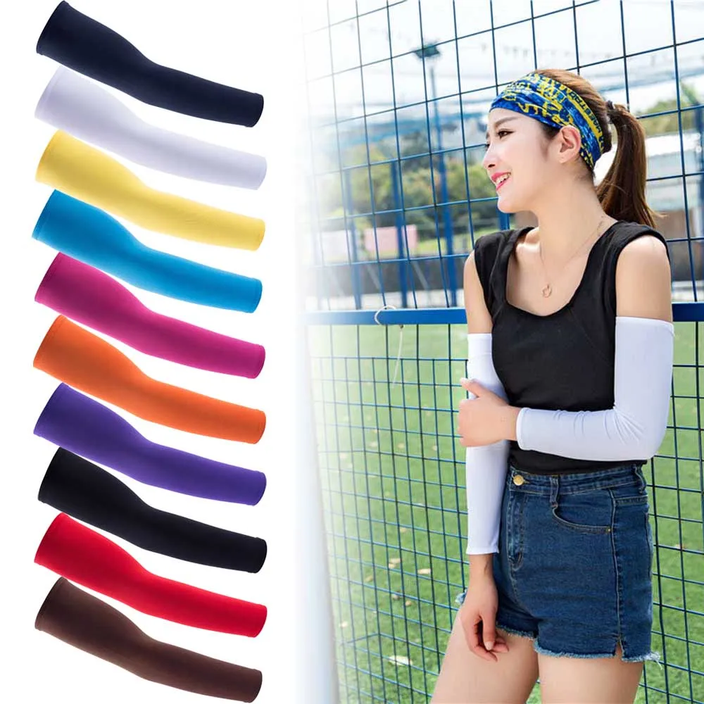 2 pairs Bike Cycling Arm Sleeves Sun UV Protection Arm Warmer Sleeves Half Finger Long Gloves