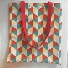 YILE холст для рукоделия эко повседневная хозяйственная сумка через плечо принт Синий Геометрический Тригон L18105f