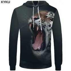 KYKU бренд тигр толстовки Для мужчин зуб кофты животных Для мужчин s Костюмы карман Hoddie большой Размеры 3d толстовки с капюшоном Новые