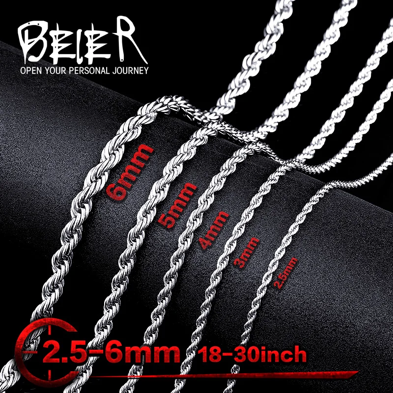 

2mm/3mm/4mm/5mm/6mm Width Twited Singapore Chain For Man Stainless Steel Fashion Jewelry BN1007