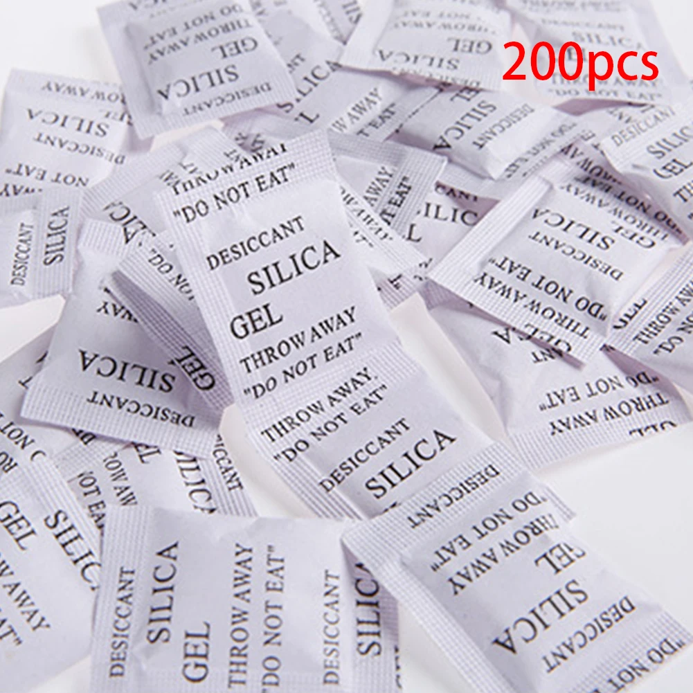 

200 Packets/Lot Silica Gel Sachets Desiccant Pouches Drypack Ship Drier for room closet cabinet shoe cloth drying tools