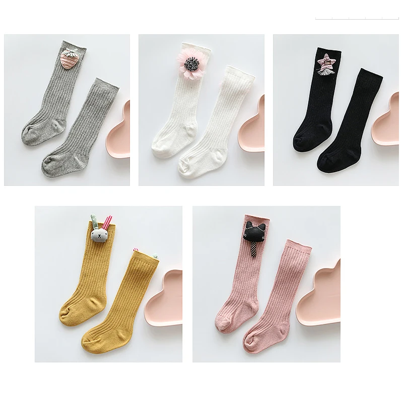 Cute Baby Girls Socks Newborn Toddler Knee High Socks For Girl Cotton Long Boot Sock Children Fashion Princess Home Slippers