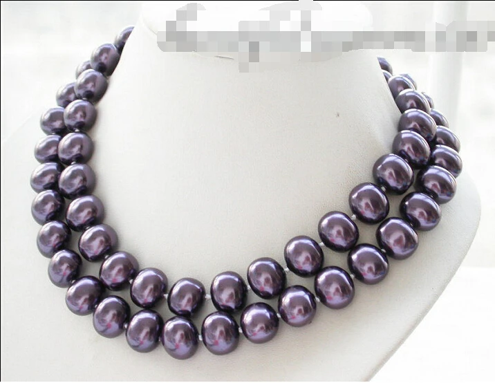 

FREE SHIPPING *(z4302) 32" 15MM purple EGG SOUTH SEA SHELL PEARL NECKLACE